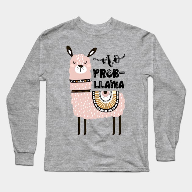 No Prob-Llama Long Sleeve T-Shirt by TheBlackCatprints